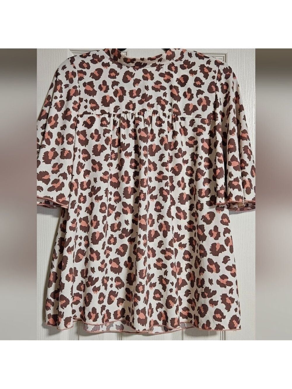 Peasant Style Blouse With Animal Print Women Size XL